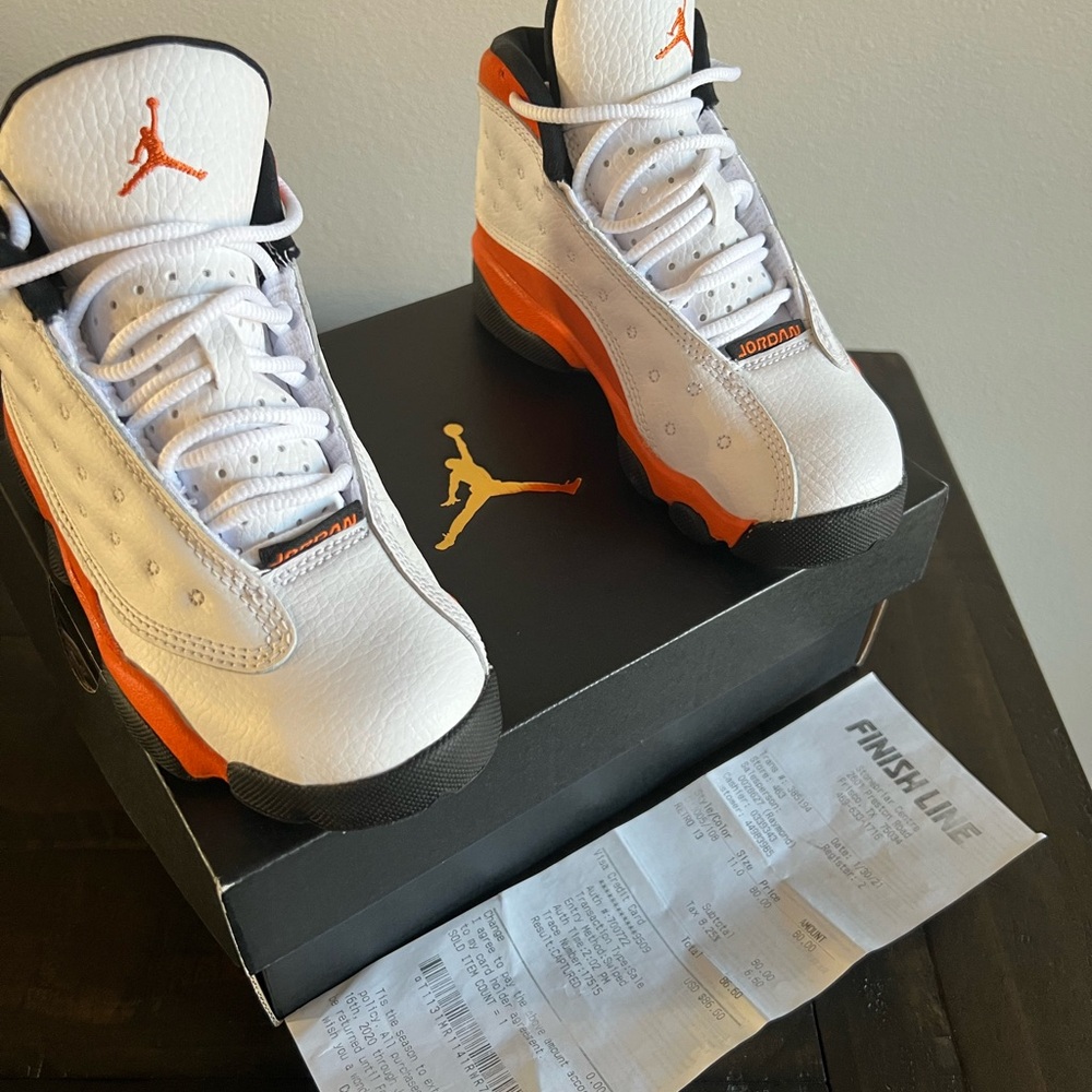 Jordan Sneakers in White, Black & Orange